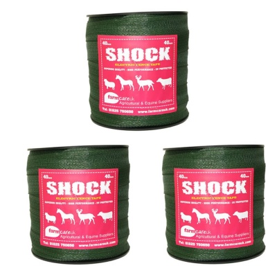 Shock Green 40mm Wide Electric Fence Tape Triple Pack Deal